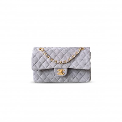 CHANEL SUEDE MEDIUM DOUBLE FLAP SHOULDER BAG 306484 (25*16*8cm)